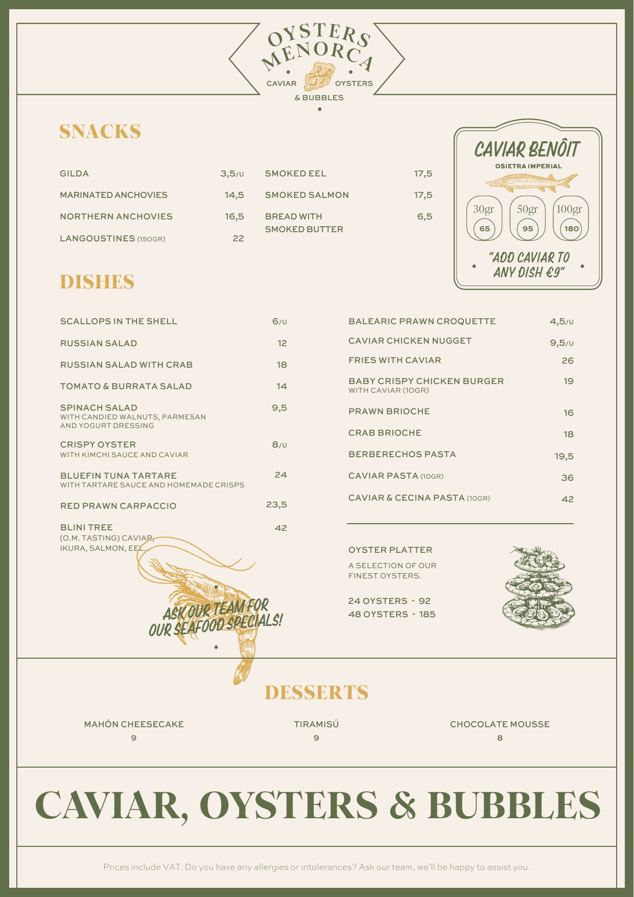 Menu in English